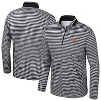 Men's Colosseum Black Texas Longhorns Striped Quarter-Zip Top