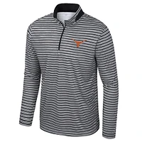 Men's Colosseum Black Texas Longhorns Striped Quarter-Zip Top