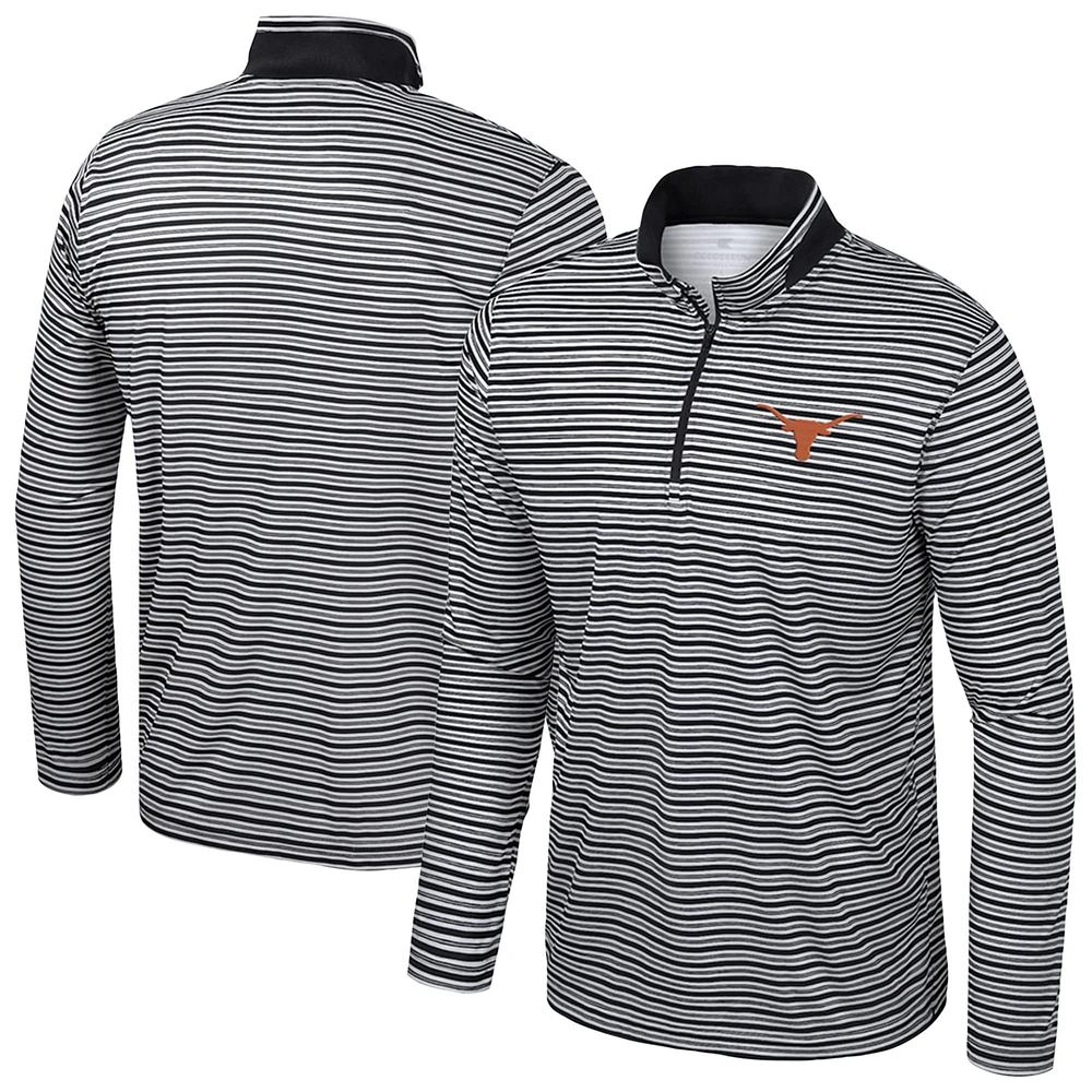 Men's Colosseum Black Texas Longhorns Striped Quarter-Zip Top