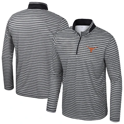 Men's Colosseum Black Texas Longhorns Striped Quarter-Zip Top