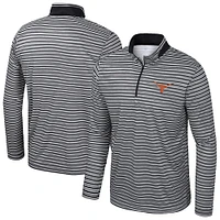 Men's Colosseum Black Texas Longhorns Striped Quarter-Zip Top
