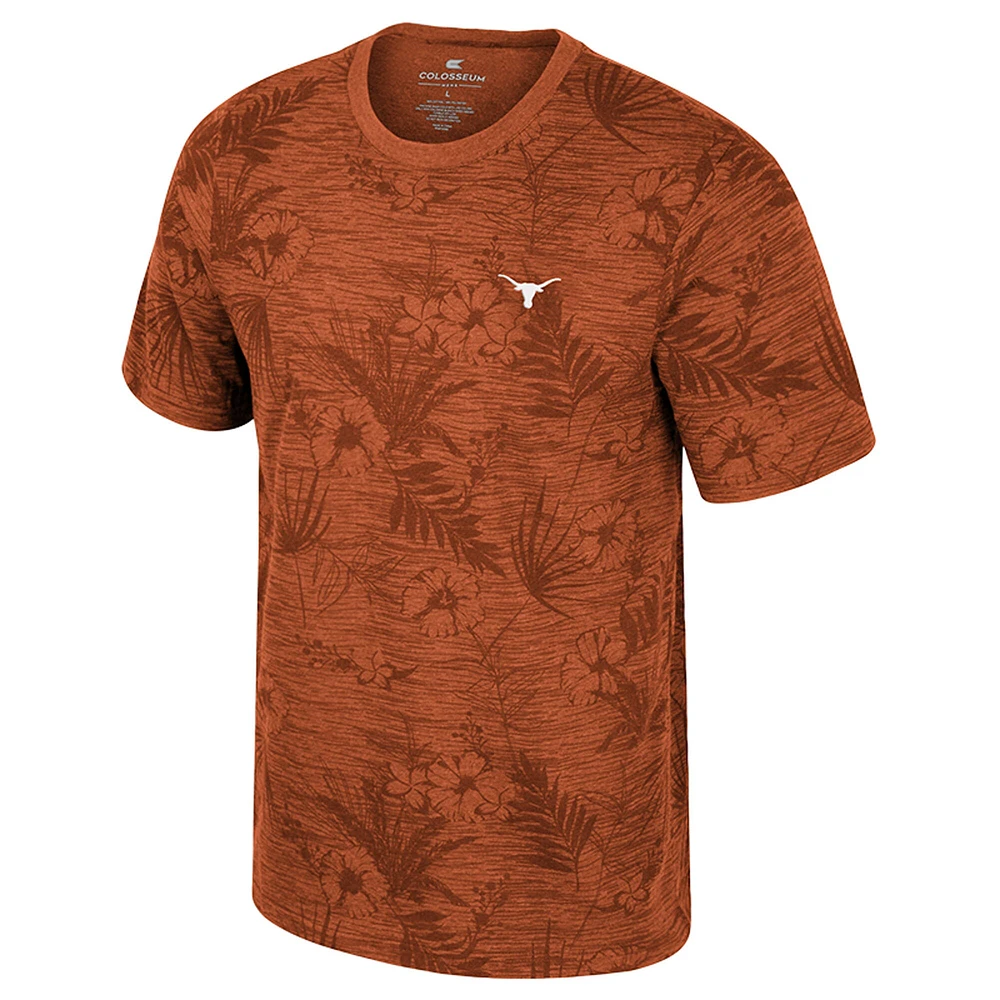 T-shirt à imprimé floral orange brûlé Texas Longhorns pour homme Colosseum