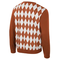 Sweat-shirt à col roulé orange brûlé Texas Longhorns The Dealio Argyle pour homme