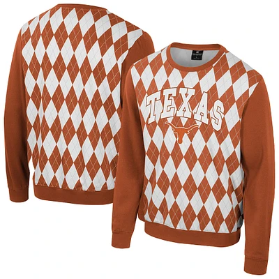 Sweat-shirt à col roulé orange brûlé Texas Longhorns The Dealio Argyle pour homme