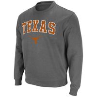 Men's Colosseum Charcoal Texas Longhorns Arch & Logo Pullover Sweatshirt