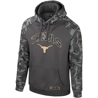 Men's Colosseum Charcoal Texas Longhorns OHT Military Appreciation Camo Raglan Pullover Hoodie