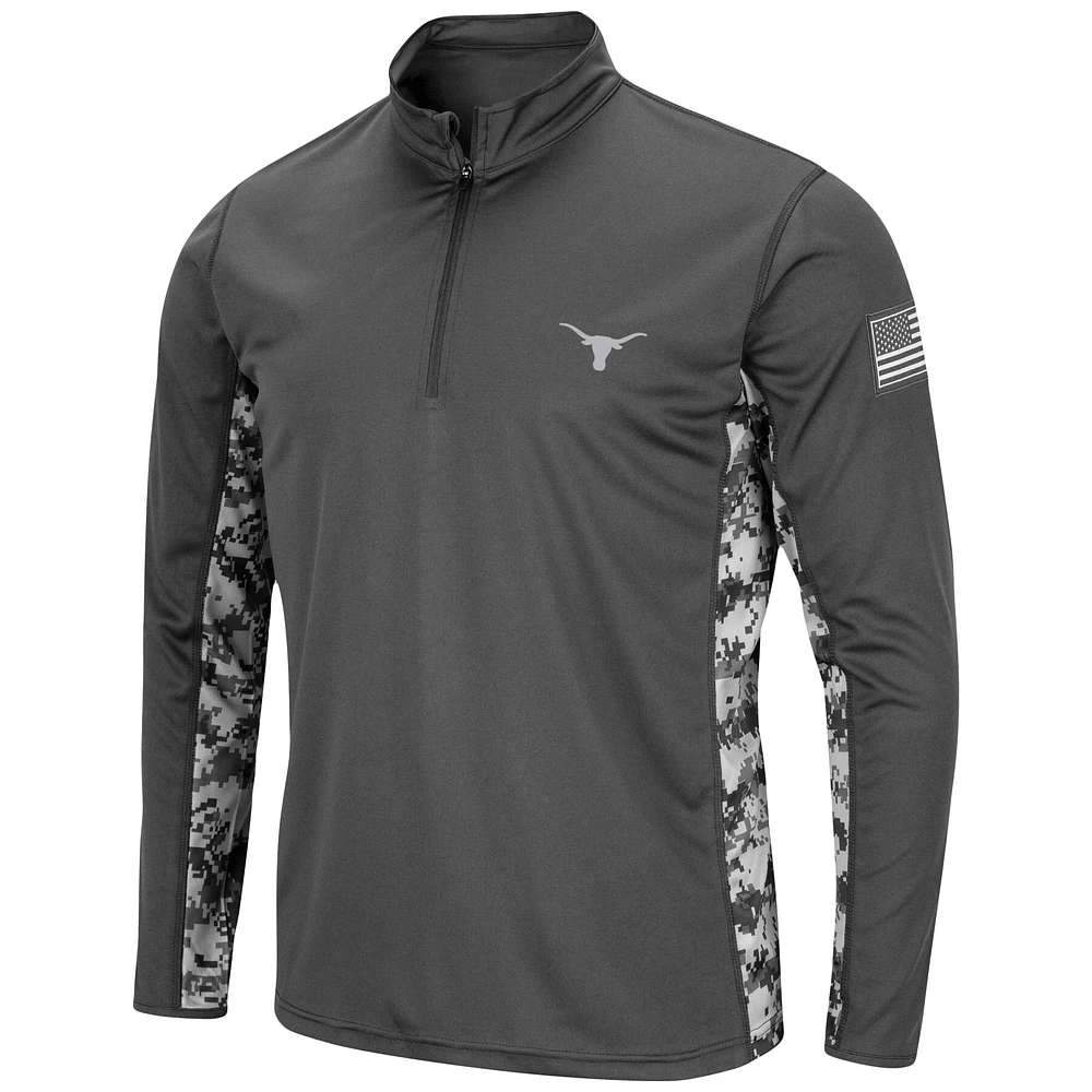 Pull léger à quart de zip Colosseum Charcoal Texas Longhorns OHT Military Appreciation Digital Camo pour hommes