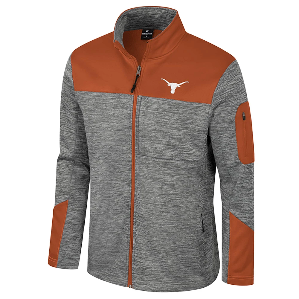 Men's Colosseum  Gray/Texas Orange Texas Longhorns Guard Full-Zip Jacket