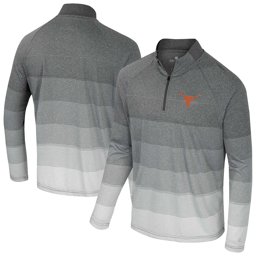 Men's Colosseum  Gray Texas Longhorns AI Striped Mesh Quarter-Zip Raglan Windshirt