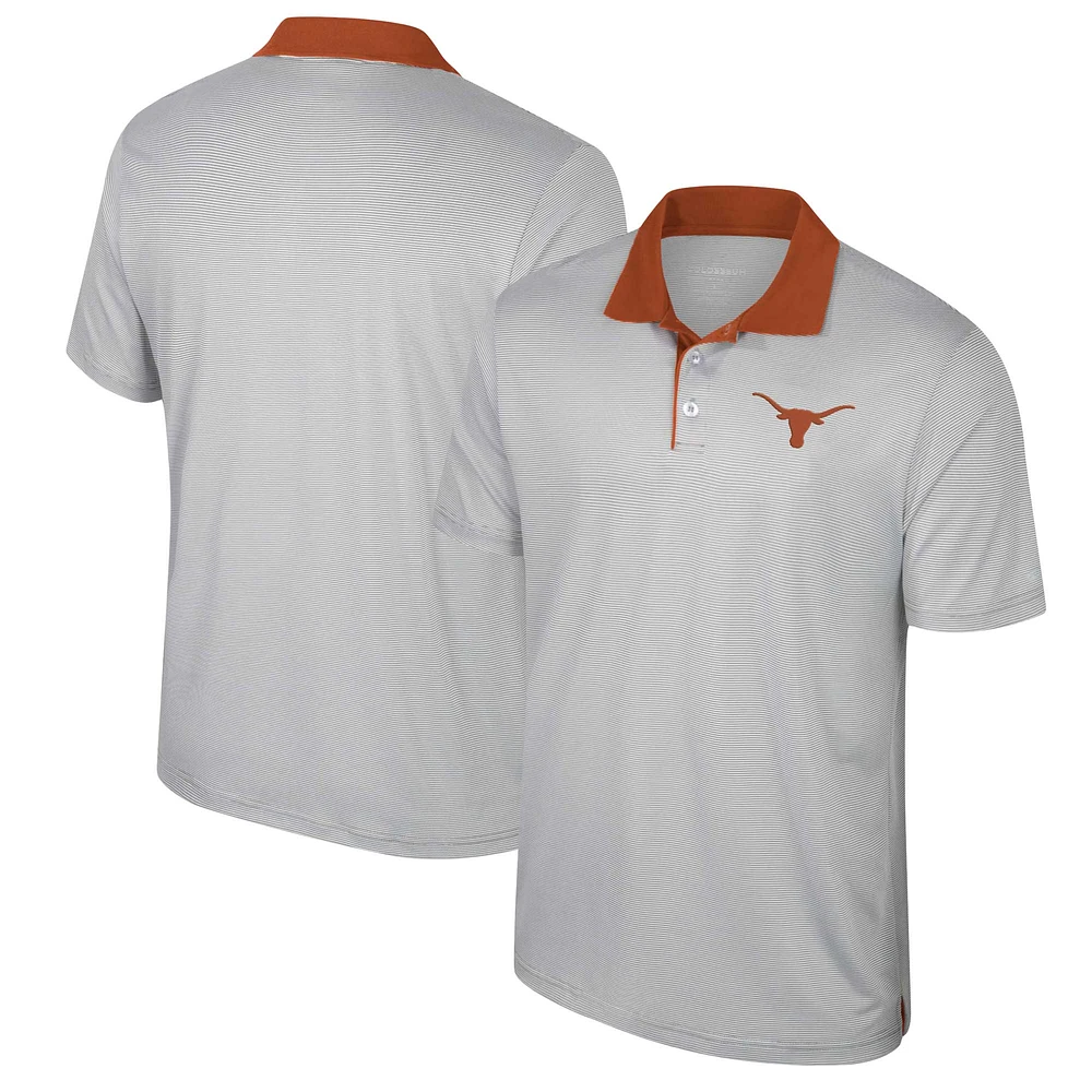 Men's Colosseum Gray Texas Longhorns Big & Tall Tuck Striped Polo