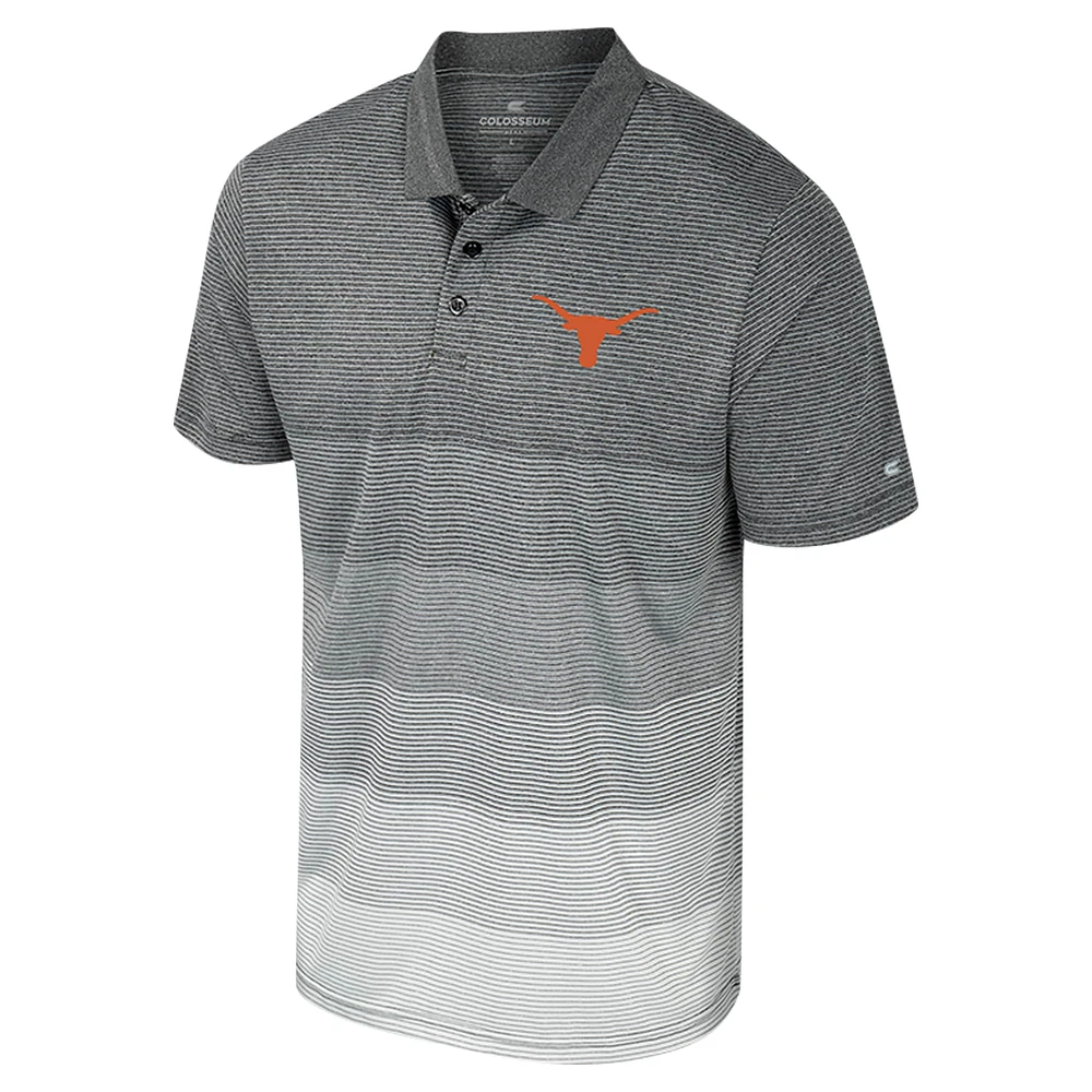 Men's Colosseum Gray Texas Longhorns Striped Mesh Polo