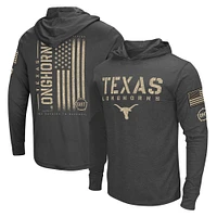 Men's Colosseum Heather Black Texas Longhorns Team OHT Military Appreciation Long Sleeve Hoodie T-Shirt