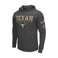 Men's Colosseum Heather Black Texas Longhorns Team OHT Military Appreciation Long Sleeve Hoodie T-Shirt