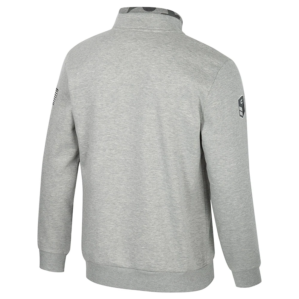 Veste polaire à fermeture éclair quart de tour pour homme Colosseum Heather Grey Texas Longhorns OORAH OHT Military Appreciation