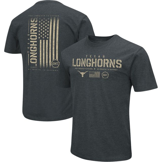T-shirt Colosseum Heathered Black Texas Longhorns OHT pour hommes, drapeau d'appréciation militaire 2.0