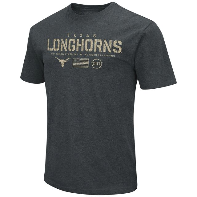 T-shirt Colosseum Heathered Black Texas Longhorns OHT pour hommes, drapeau d'appréciation militaire 2.0