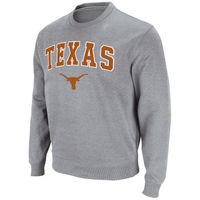Men's Colosseum Heathered Gray Texas Longhorns Arch & Logo Pullover Sweatshirt