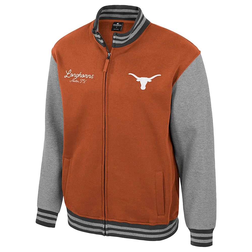 Men's Colosseum  Texas Orange Longhorns Ambi-Turner Full-Zip Varsity Jacket