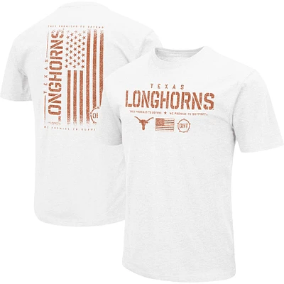 T-shirt Colosseum White Texas Longhorns OHT pour hommes, drapeau d'appréciation militaire 2.0