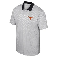 Men's Colosseum White Texas Longhorns Print Stripe Polo