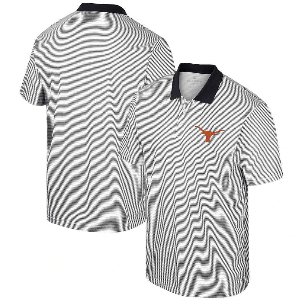 Men's Colosseum White Texas Longhorns Print Stripe Polo