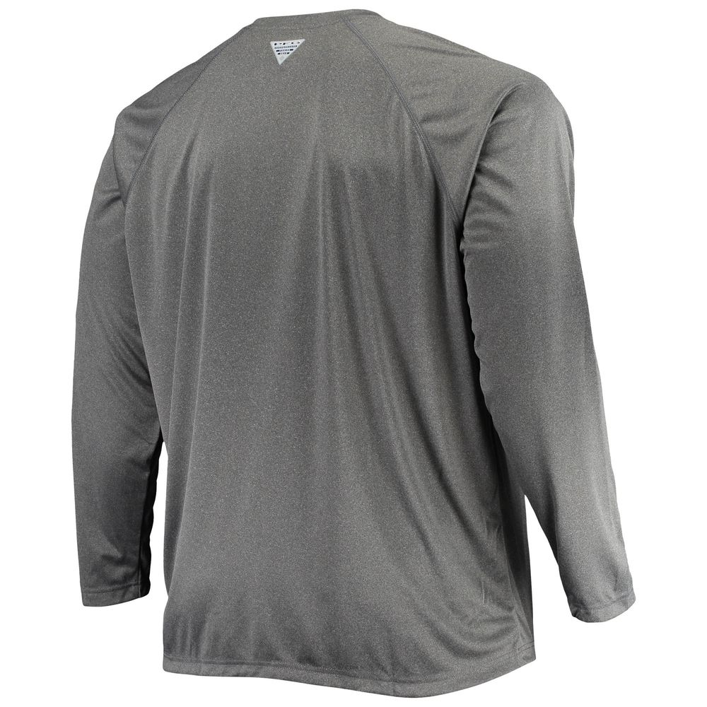 Men's Columbia Charcoal Texas Longhorns Big & Tall Terminal Tackle Omni-Shade Long Sleeve Raglan T-Shirt