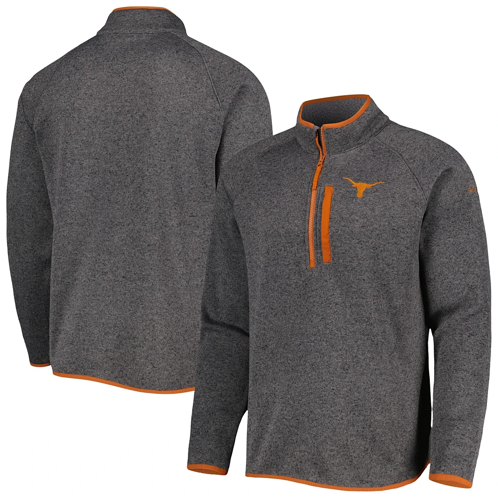 Men's Columbia Gray Texas Longhorns Canyon Point Raglan Half-Zip Top