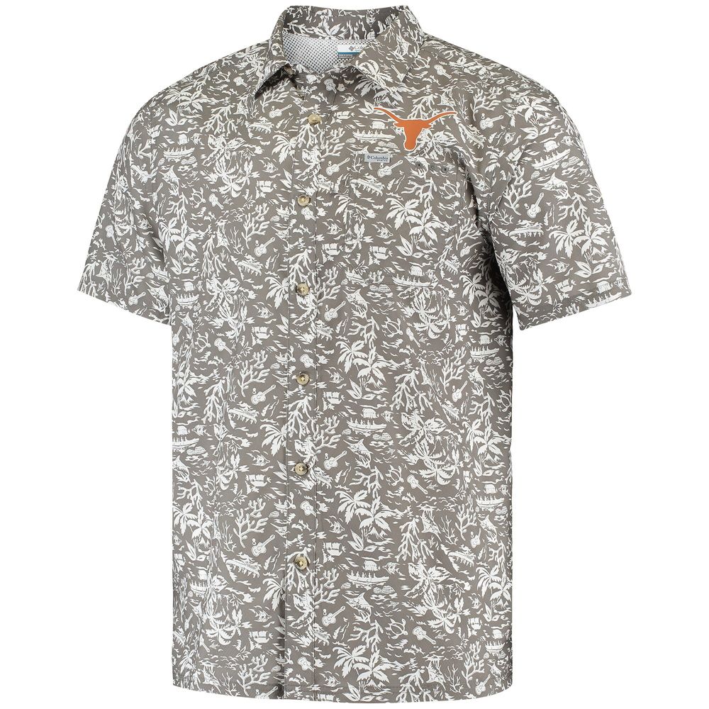 Men's Columbia Gray Texas Longhorns Super Slack Tide Button-Up Shirt