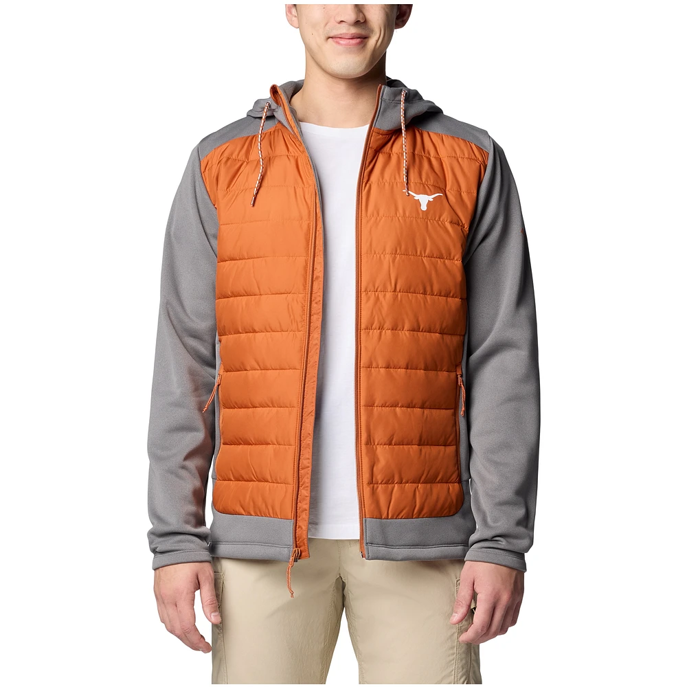 Veste hybride à capuche entièrement zippée Out-Shield pour homme, orange/gris, Texas Longhorns de Columbia