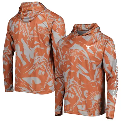 Texas Longhorns Columbia Super Terminal Tackle Omni-Shade Raglan Long Sleeve Hoodie T-Shirt - Orange/Gray