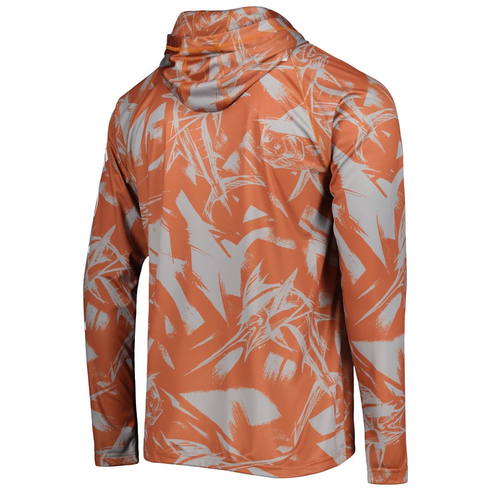 Men's Columbia Texas Orange/Gray Longhorns Super Terminal Tackle Omni-Shade Raglan Long Sleeve Hoodie T-Shirt