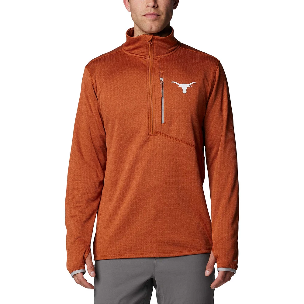 Veste polaire Omni-Wick à demi-zip Park View Grid pour homme Columbia Texas Orange Longhorns