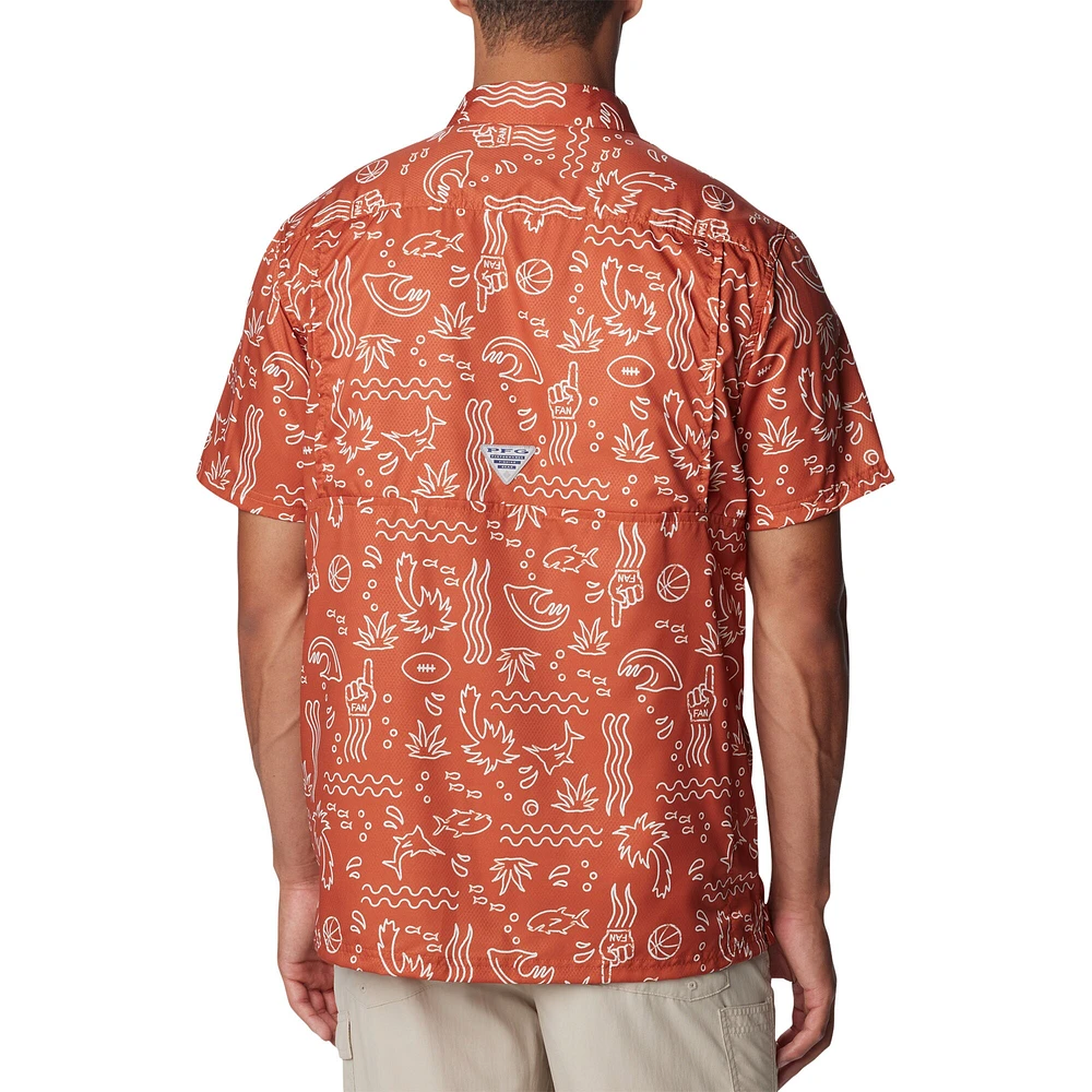 Chemise boutonnée Columbia Texas Longhorns Super Slack Tide pour hommes, orange