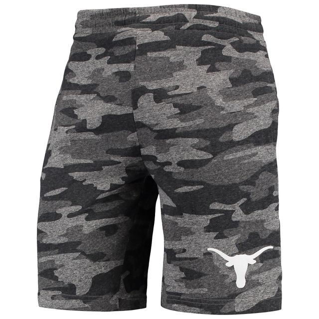 Short de détente Concepts Sport Charbon/Gris Texas Longhorns Camo Backup Terry Jam pour hommes