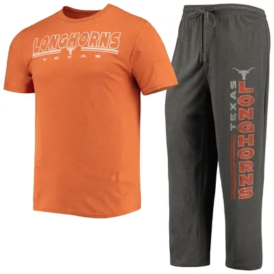 Texas Longhorns Concepts Sport Meter T-Shirt & Pants Sleep Set - Heathered Charcoal/Texas Orange