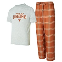 Ensemble de nuit pour homme Concepts Sport Texas Orange/Gris Longhorns T-shirt et pantalon