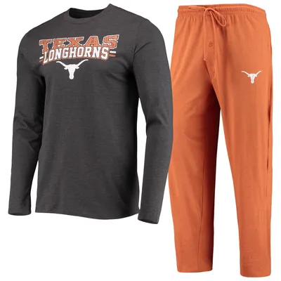 Texas Longhorns Concepts Sport Meter Long Sleeve T-Shirt & Pants Sleep Set - Orange/Heathered Charcoal