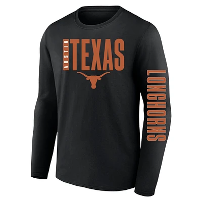 T-shirt à manches longues Big & Tall Vision pour hommes Fanatics Black Texas Longhorns