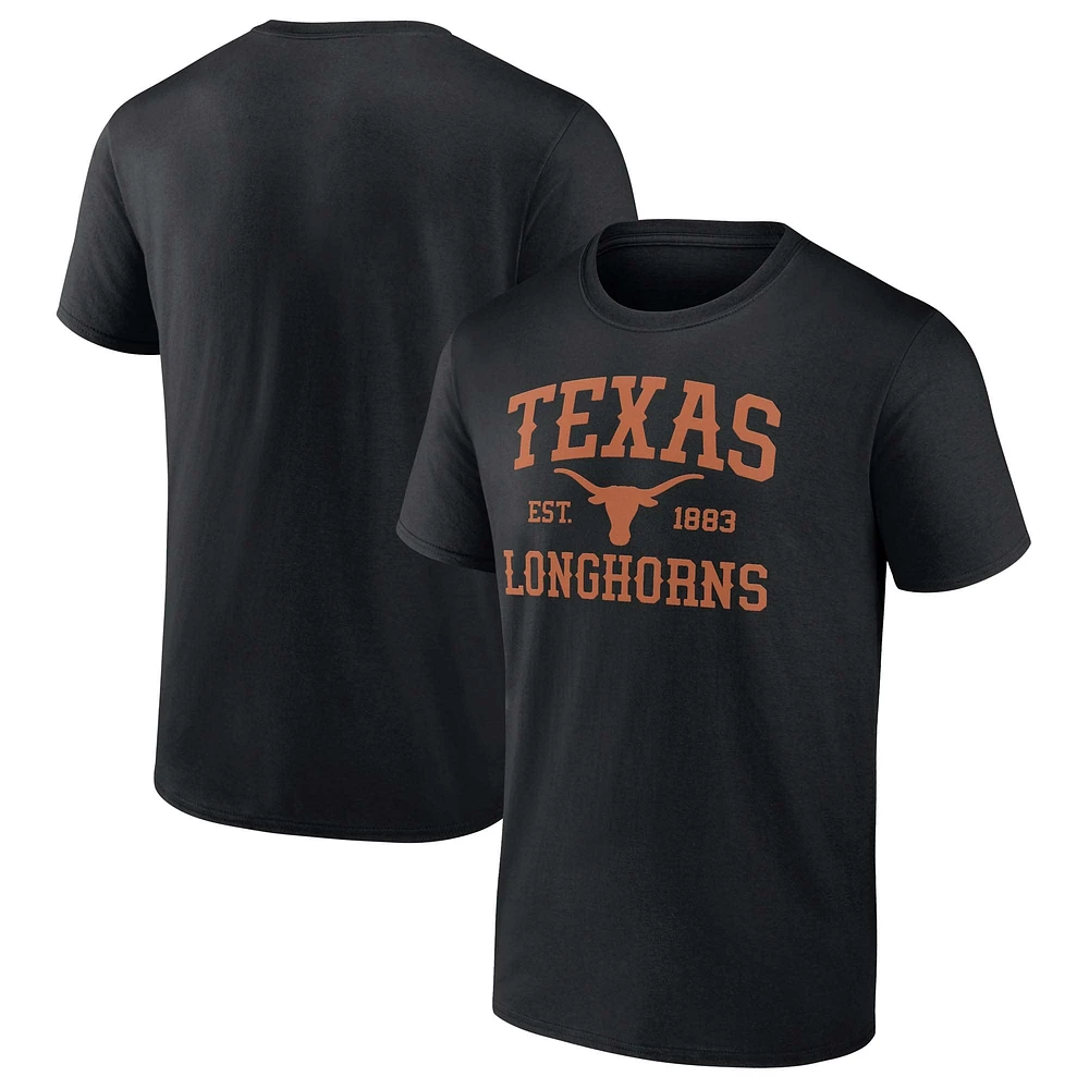 T-shirt noir fanatiques pour hommes avec nom et logo Texas Longhorns