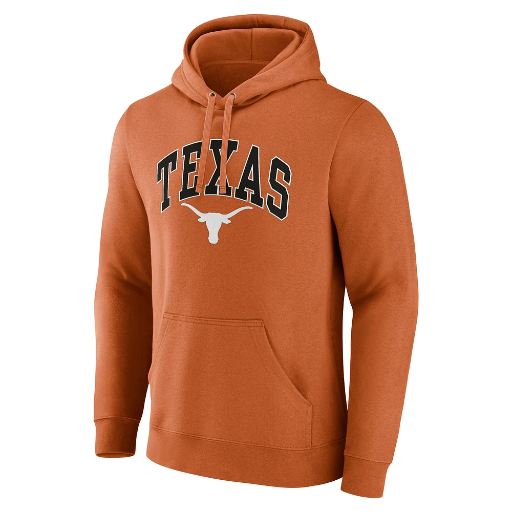 Men's Fanatics Burnt Orange Texas Longhorns Arched Logo Pullover Hoodie