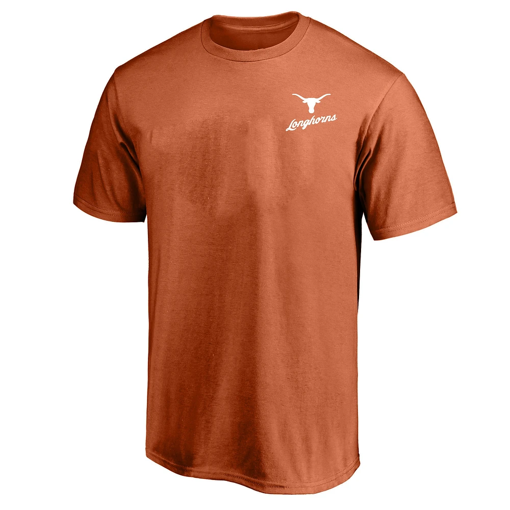 T-shirt Fanatics pour hommes, orange brûlé, Texas Longhorns, grand et grand, 2-Hit