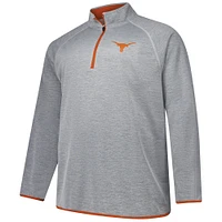 Men's Fanatics Gray Texas Longhorns Raglan Big &Tall Quarter-Zip Top