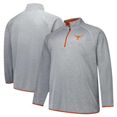 Haut zippé 1/4 Big & Tall Texas Longhorns Raglan gris pour hommes Fanatics