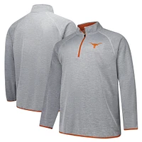 Haut zippé 1/4 Big & Tall Texas Longhorns Raglan gris pour hommes Fanatics