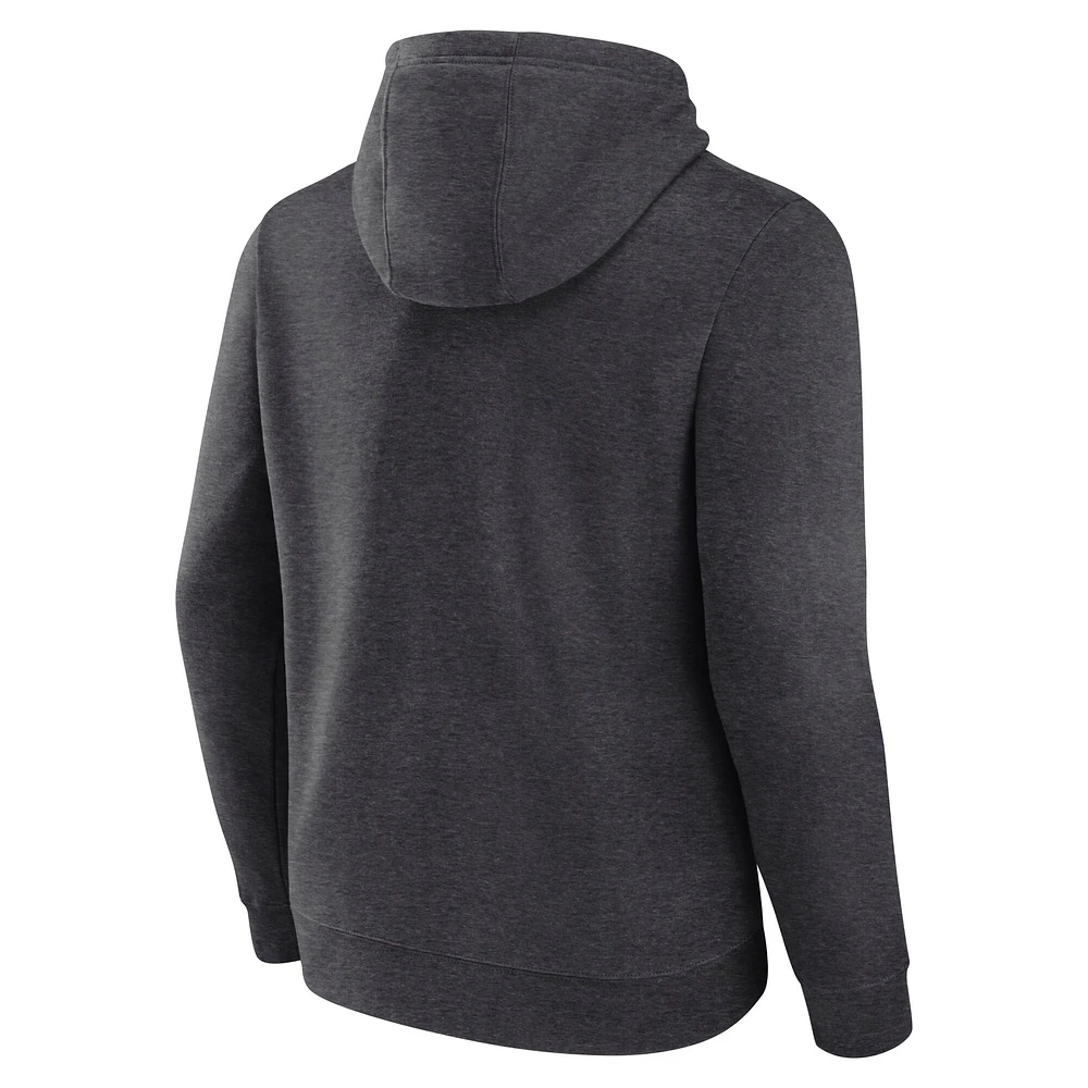Men's Fanatics  Heather Charcoal Texas Longhorns Horizontal Block Fleece Pullover Hoodie
