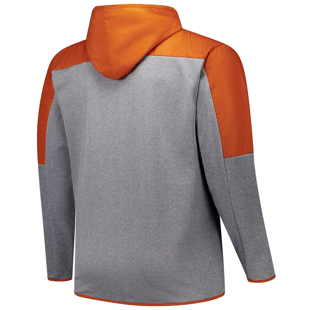 Veste à capuche zippée intégrale orange/gris Texas Longhorns Fanatics pour hommes Big & Tall