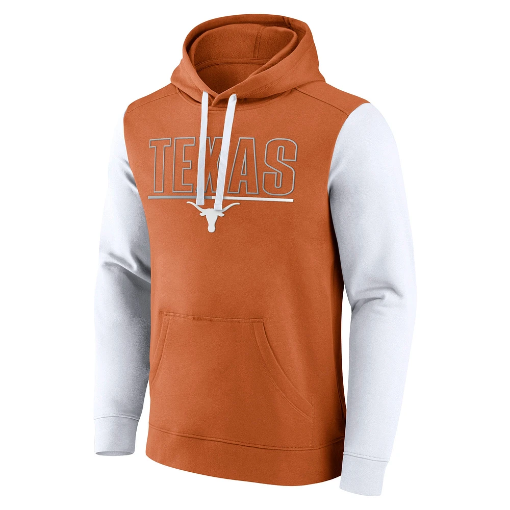 Men's Fanatics Texas Orange/White Longhorns Outline Pullover Hoodie