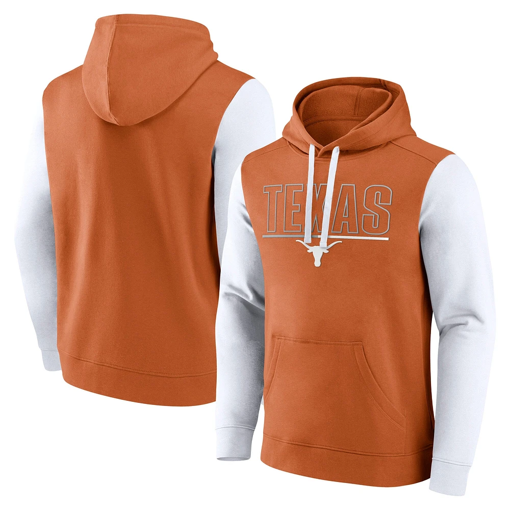 Men's Fanatics Texas Orange/White Longhorns Outline Pullover Hoodie