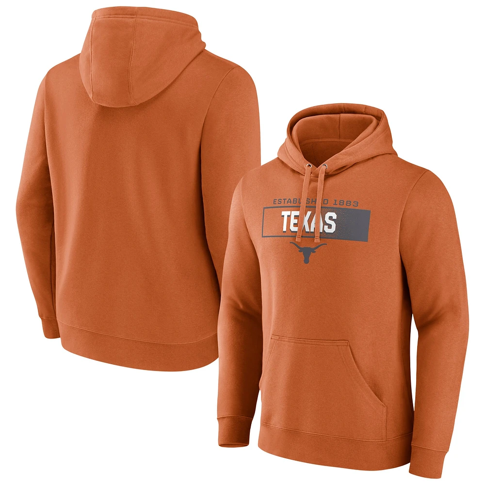 Sweat à capuche en polaire emblématique Down The Field Texas Orange Longhorns Fanatics pour hommes