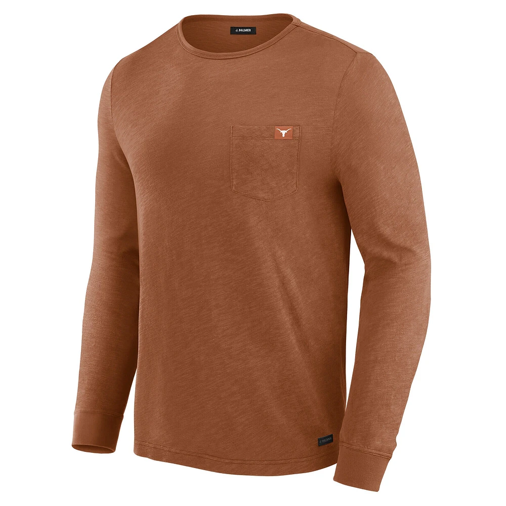 T-shirt à manches longues pour homme J. Palmer New Texas Orange Longhorns avec poche